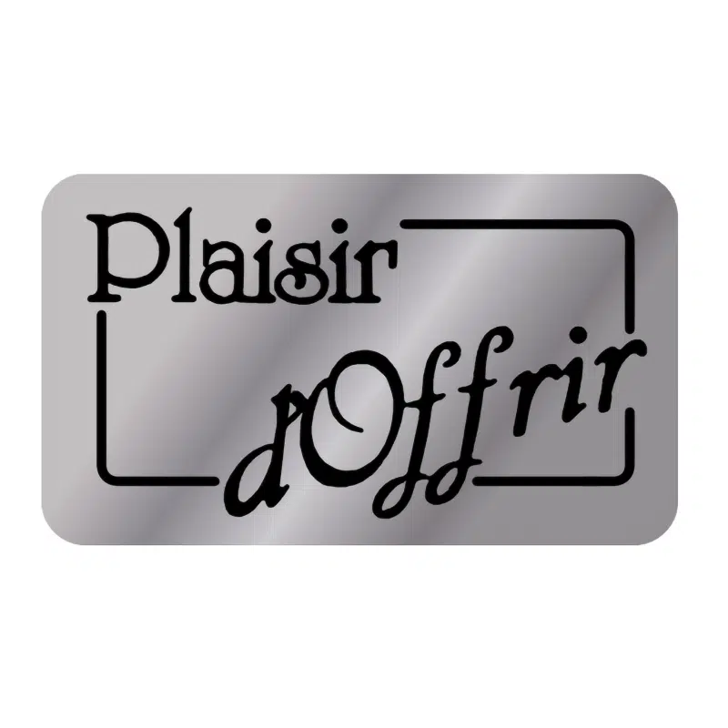Étiquette adhésive argent “plaisir d’offrir” par 1000