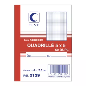 Carnet autocopiant quadrillé 