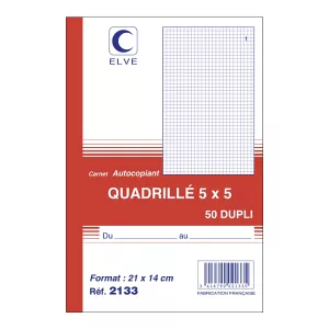 Carnet autocopiant quadrillé