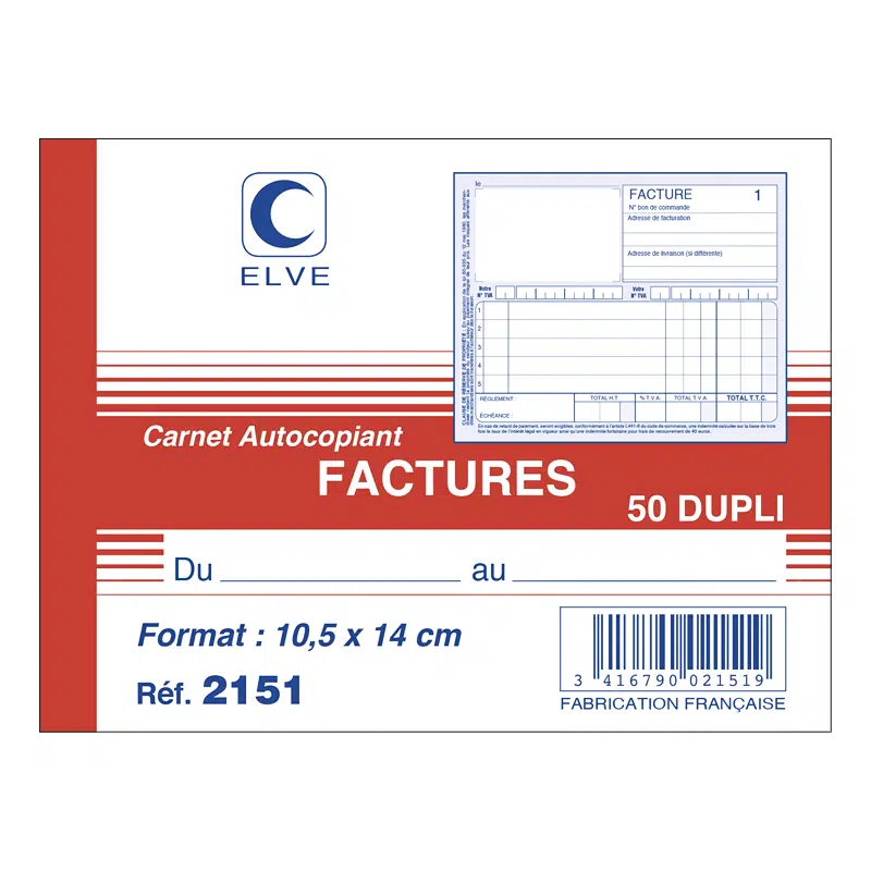 Carnet facturier 50 dupli 140 x 105 mm