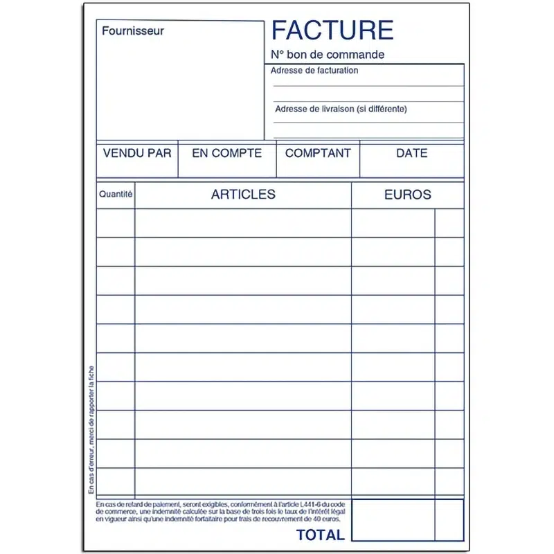 Bloc facturier 50 dupli 100 x 155 mm