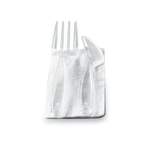 250 reusable plastic cutlery kits knives + forks + napkins