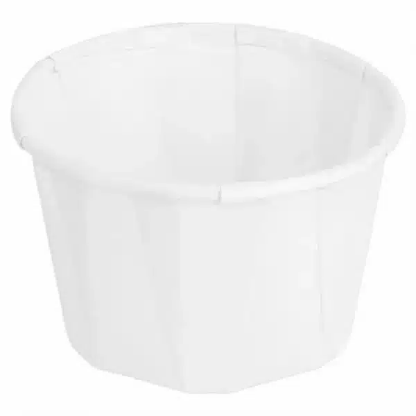 250 weiße Becher gefaltetes Backpapier 37 ml