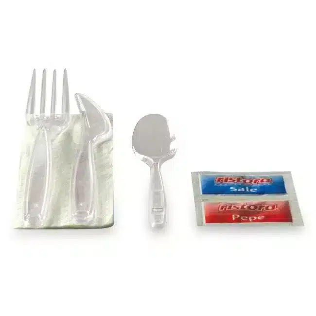 250 Sets wiederverwendbares Plastikbesteck Messer + Gabeln + Servietten +