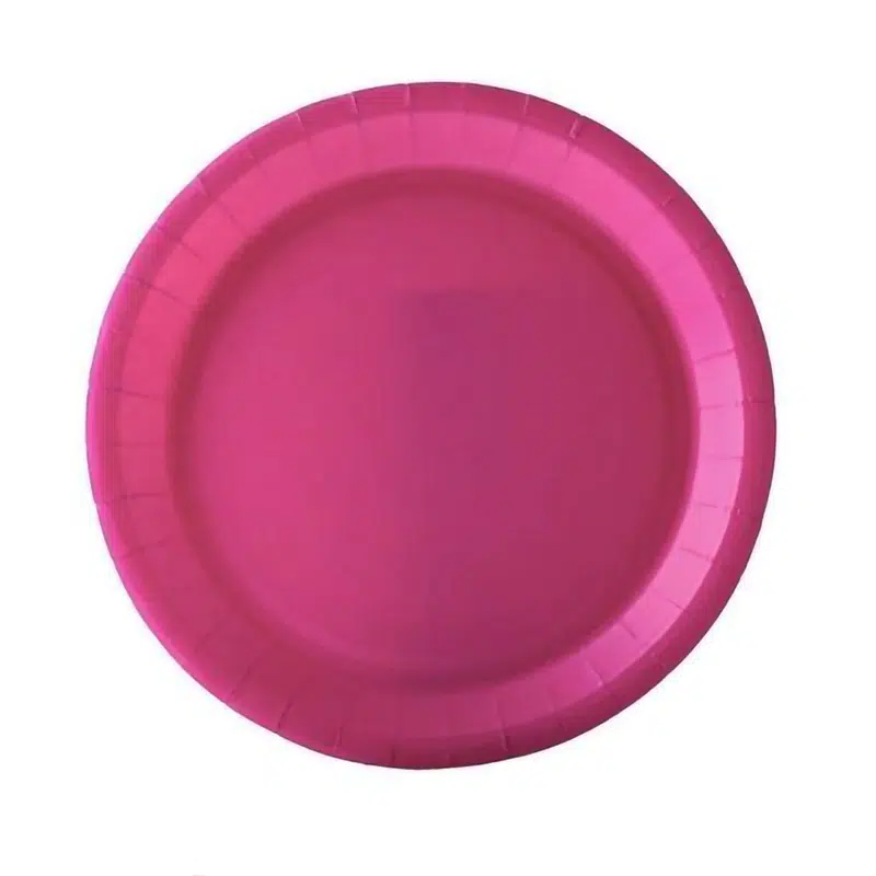 Assiette carton rose fuchsia 18 cm par 10