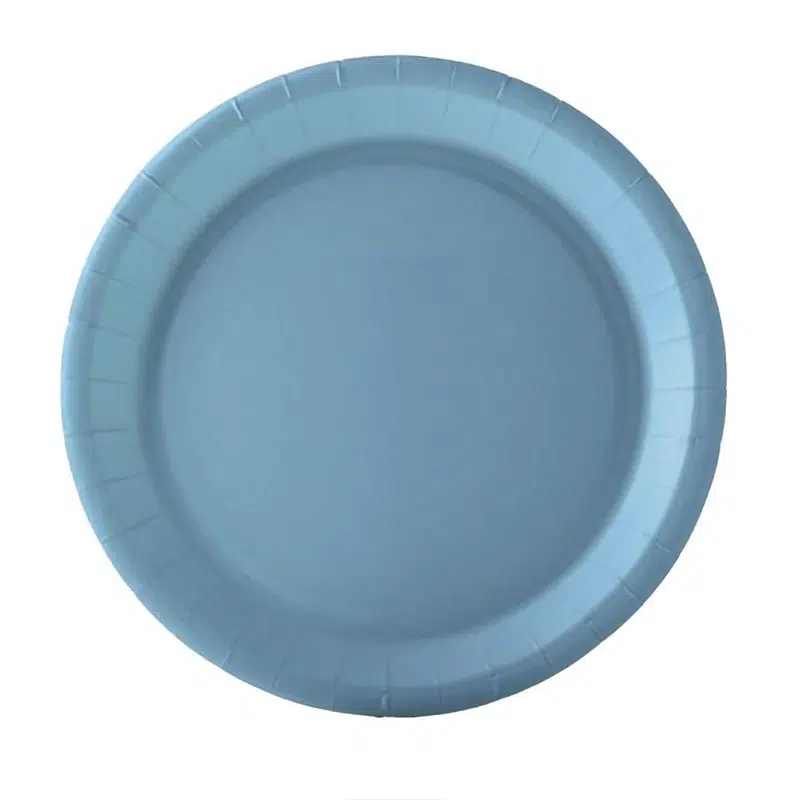 Assiette carton bleu pastel 18 cm par 10