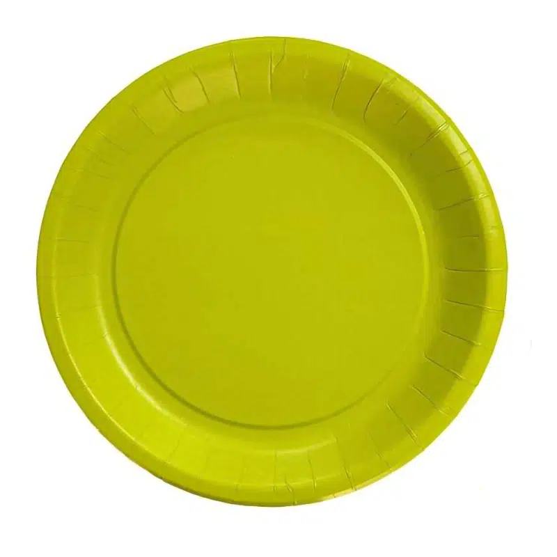Assiette carton vert anis 18 cm par 10
