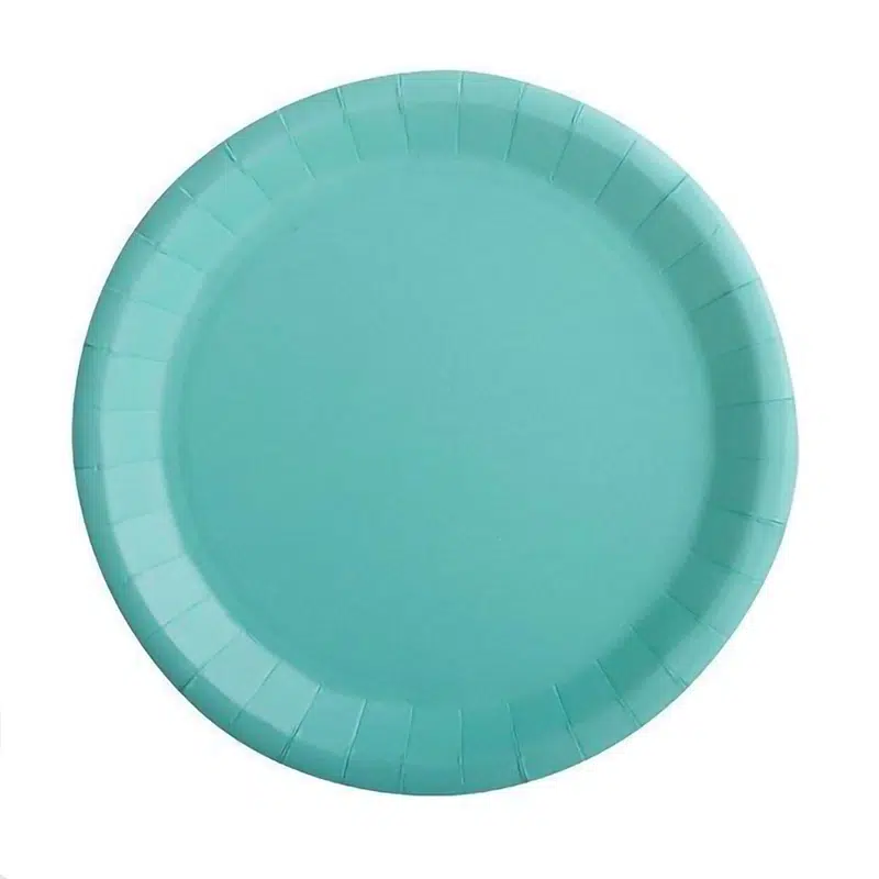Assiette carton vert d’eau 18 cm par 10