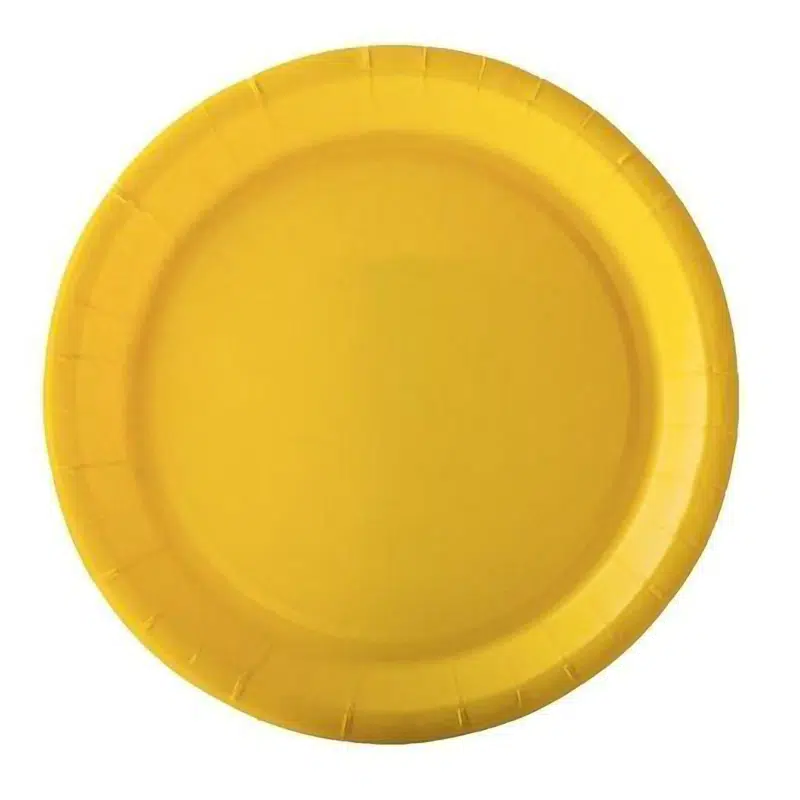 Assiette carton jaune 22 cm par 10