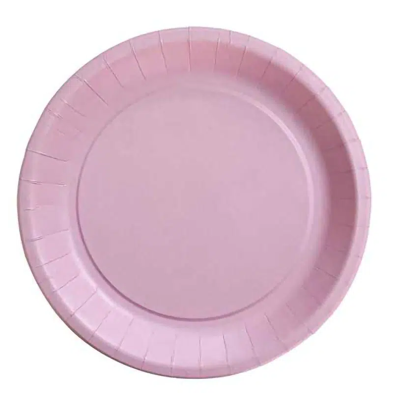 Assiette carton rose pastel 22 cm par 10