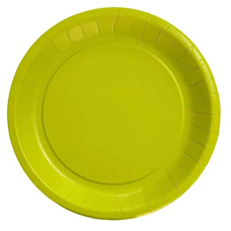 Assiette carton vert anis 22 cm par 10