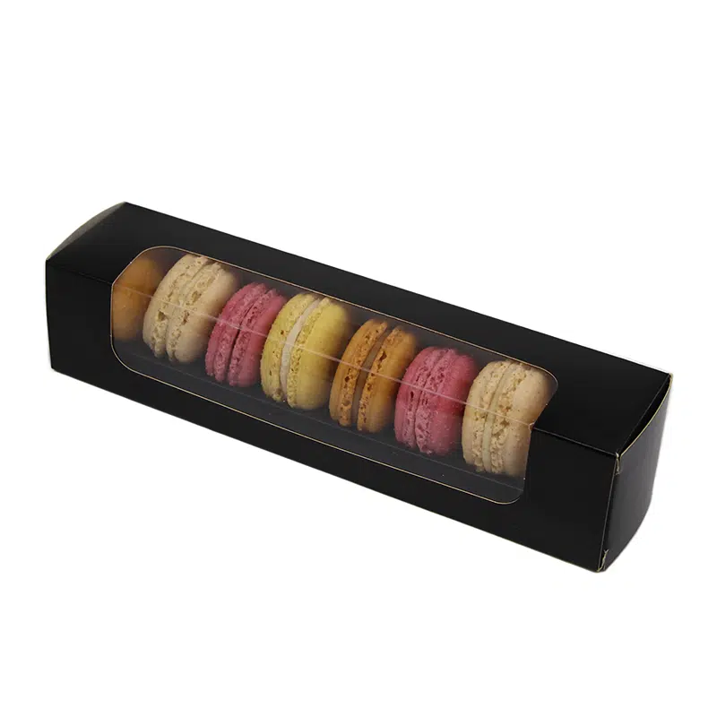 Boite macarons noire carton pour 8 macarons