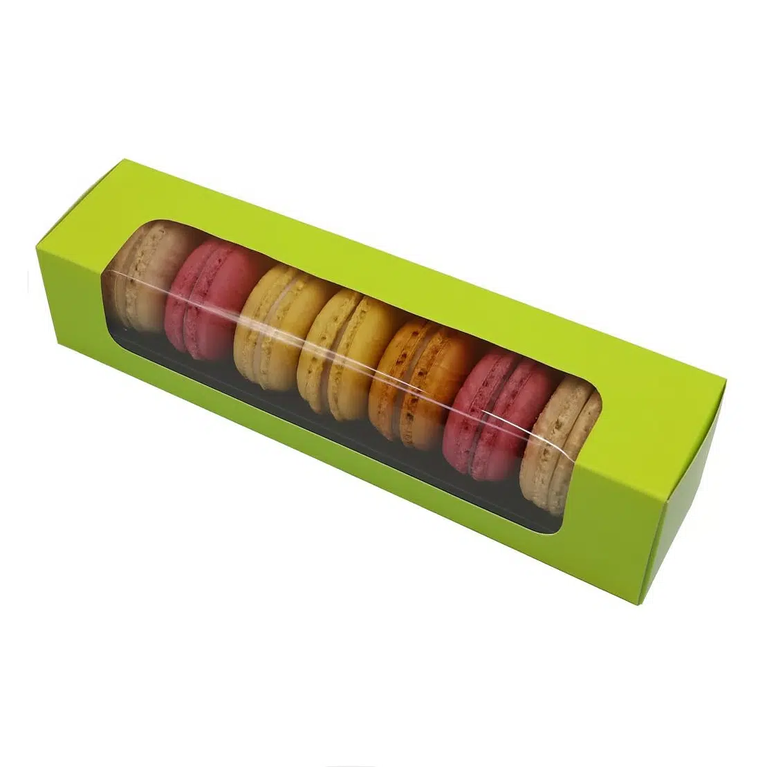Boite macarons verte carton pour 8 macarons