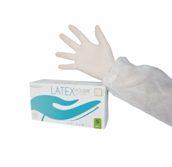 gants d’examen latex poudré small 6.5