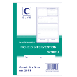 Carnet fiche d’intervention 50 tripli 210 x 140 mm