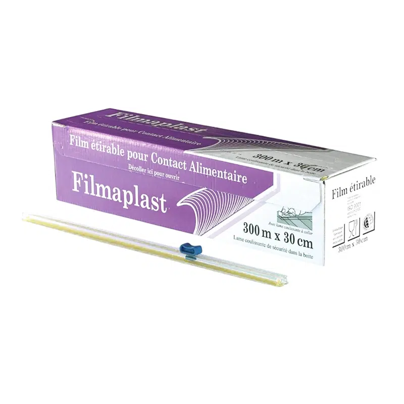 Rouleau film étirable alimentaire en boite distributrice zip 300 x 0.30 m