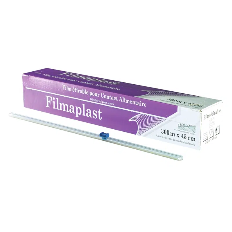 Rouleau film étirable alimentaire en boite distributrice zip 300 x 0.45 m