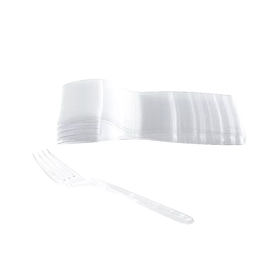 Tenedor de plástico reutilizable, cristal, 180 mm, 100 uds.