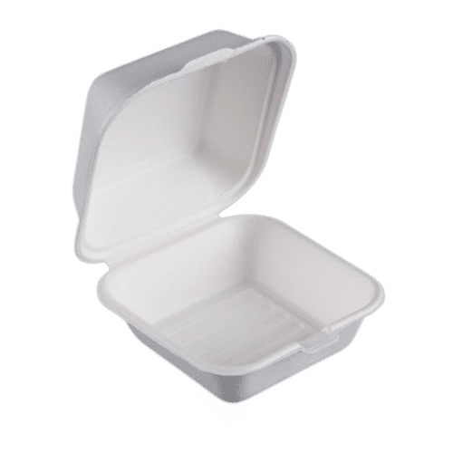 50 caixas para hambúrgueres biodegradáveis de bagaço de cana 155 x 160 x 80 mm