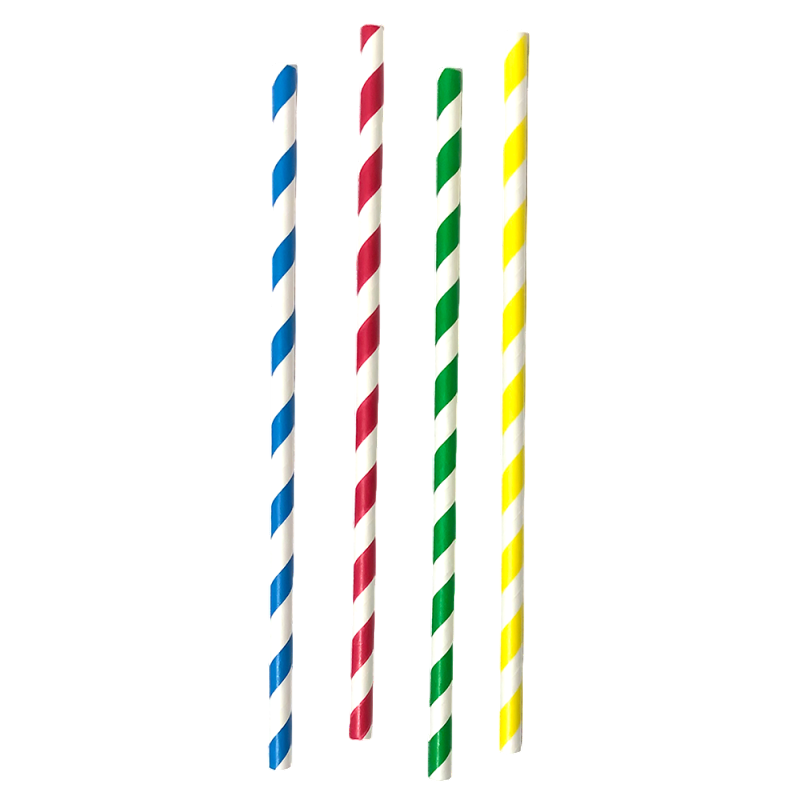 Paille en papier colorée droite 200 mm Ø 6 mm par 100