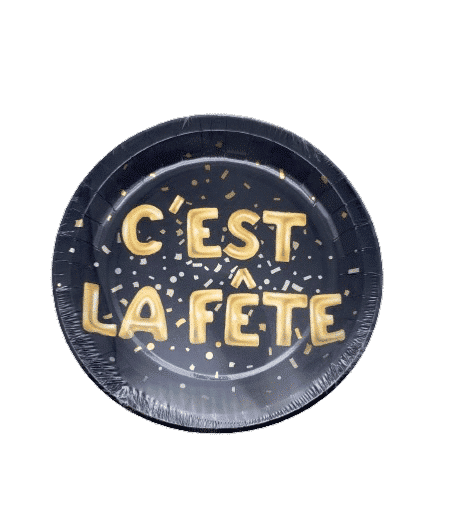 8 “c’est la fête” paper plates 23 cm