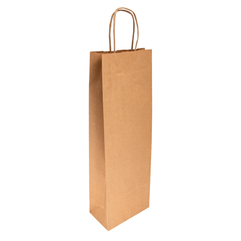 Sac bouteille kraft à poignées 14 + 8 x 40 cm par 250
