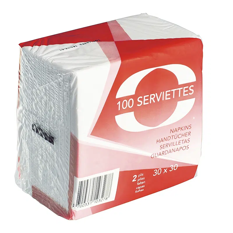 100 toallas de papel desechables blancas de 2 capas 30 x 30 cm