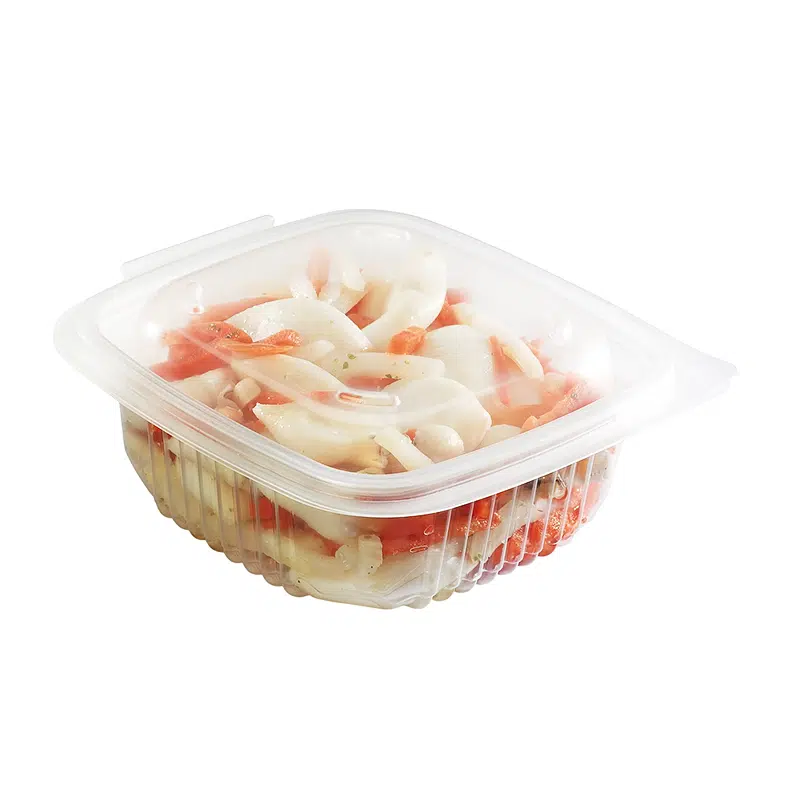 Barquette micro-ondable à couvercle charnière 250 ml par 50
