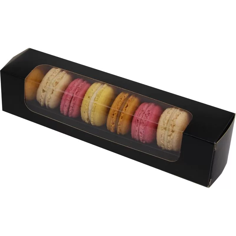 Caixa de cartão preta para 8 macarons