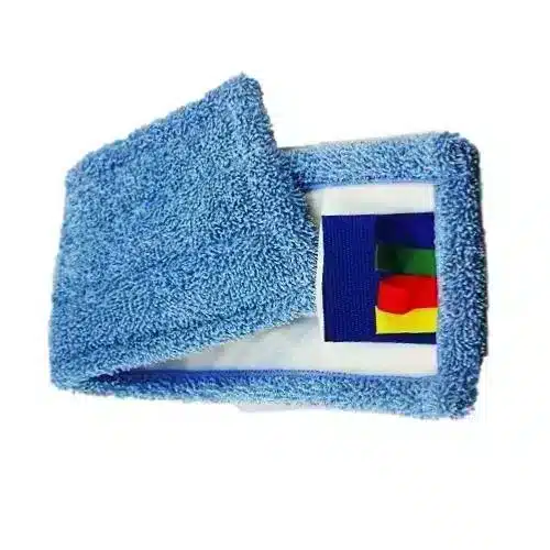 Flecos de microfibra azul de 40 cm con bolsillos y lengüeta