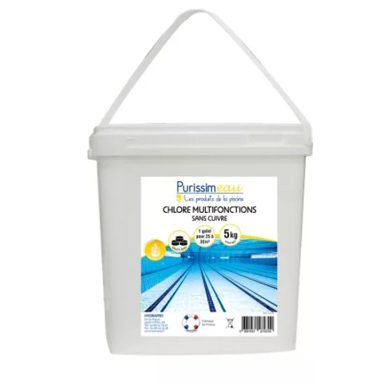 Multifunctional copper-free chlorine pebbles 250 gr per 5 kg