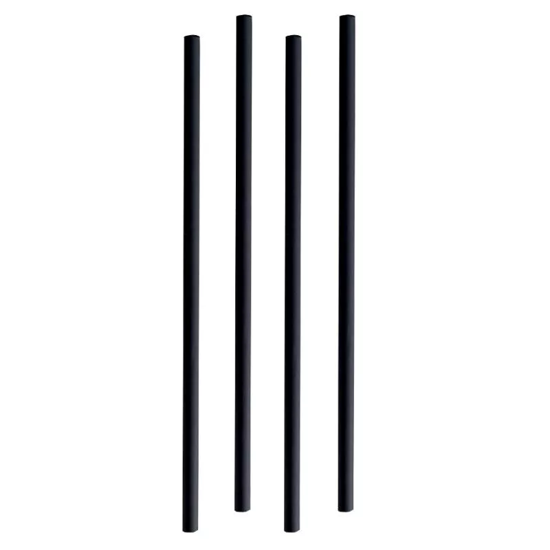 Paille en papier noire droite 200 mm Ø 6 mm par 100