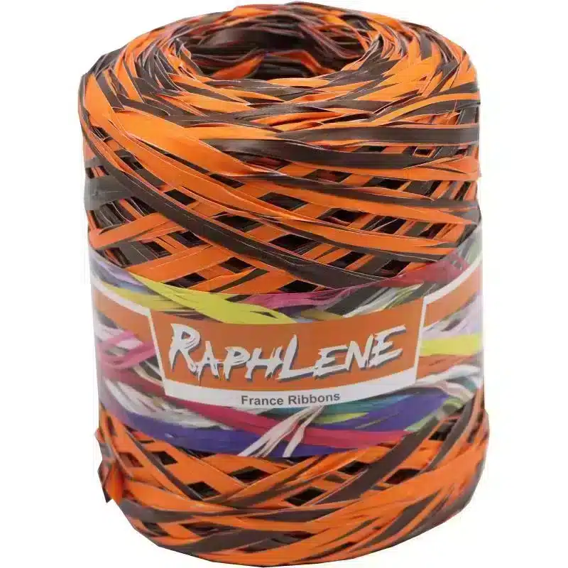 Raffiaknäuel orange / schokolade 200m x 12.5 mm