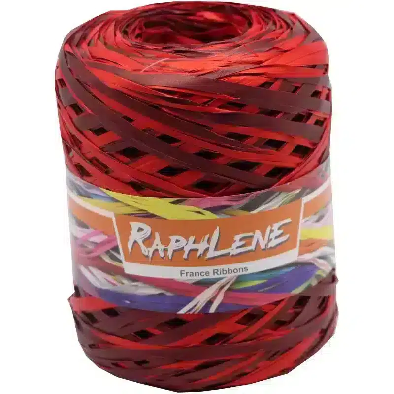 Red / burgundy raffia ball 200m x 12.5 mm