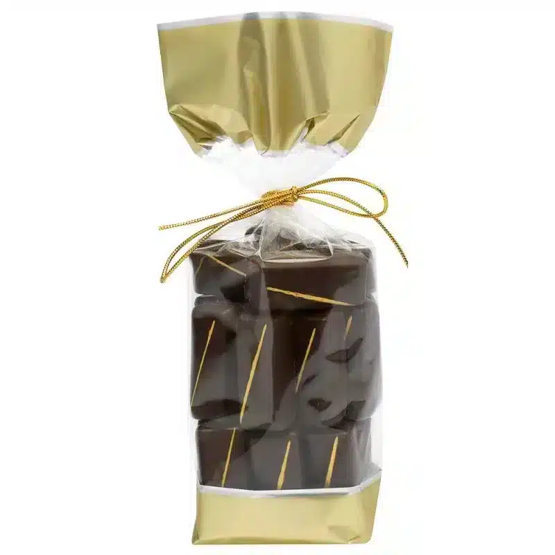 100 sachets confiseries fond carton glacé or 120 x 275 mm