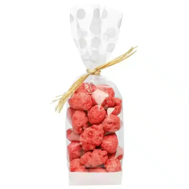 100 sachets confiseries fond carton pois blanc 100 x 220 mm