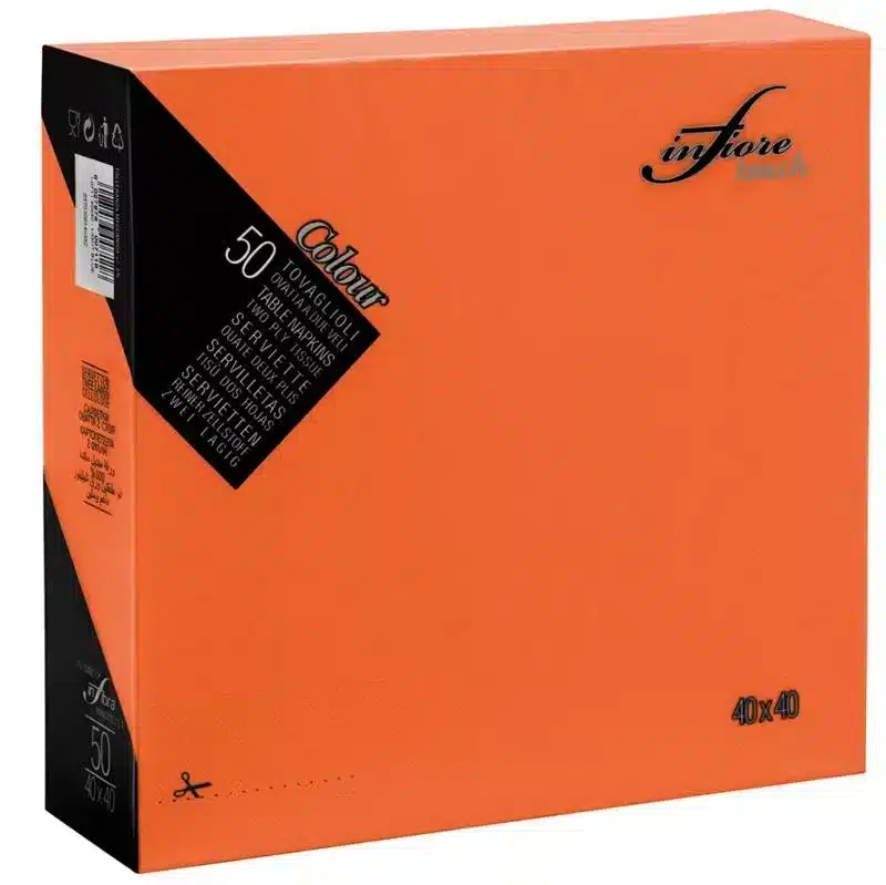 50 toalhas de 2 camadas 38 x 38 cm tangerina