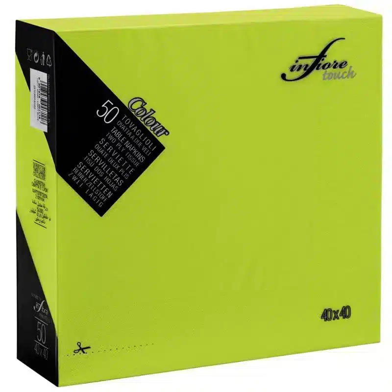 50 serviettes 2 plis 38 x 38 cm vert anis