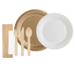 Plates, disposable cutlery, straws