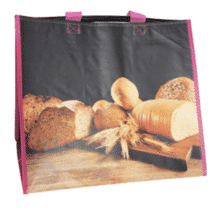 1 saco de compras reutilizável em PP tecido “Boul Pat” 39 + 28 x 34 cm