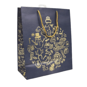 1 Christmas motif bag with cord handles 26 + 13 x 32 cm
