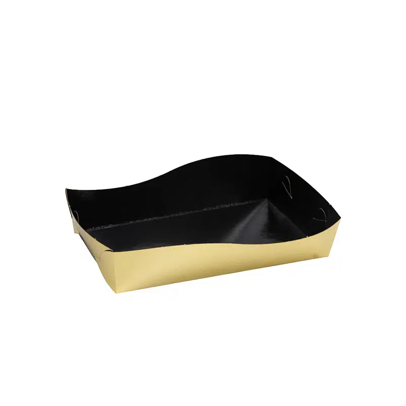 Barquette petits fours or/noir 90 x 130 x 35 mm par 50