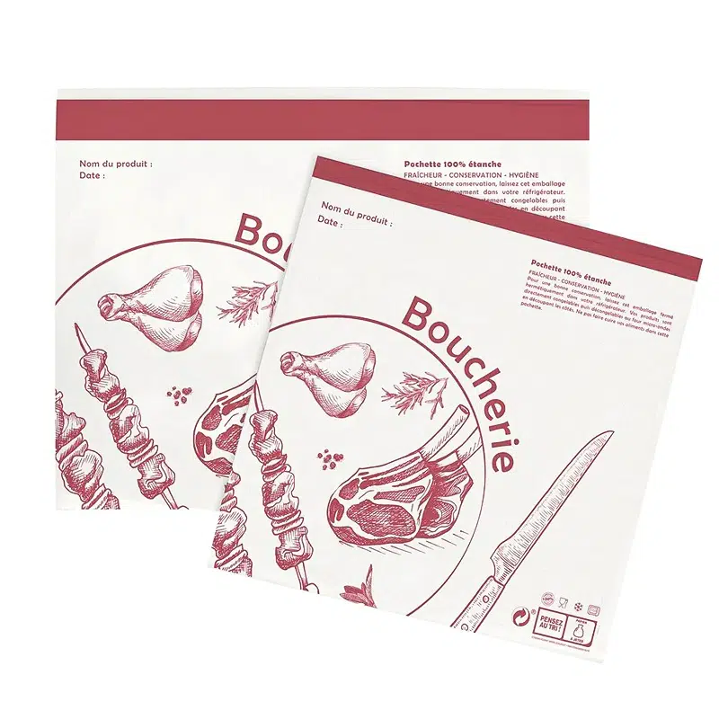 Pochette boucherie thermo blanc 25 x 25 cm par 1000
