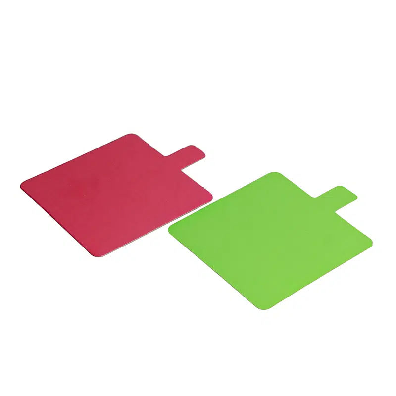 Semelle gâteau carré anis / fuchsia 8 cm par 200